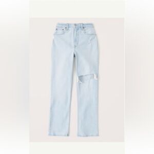 Abercrombie and fitch Curve Love 90s Ultra High Rise Straight Jeans, light wash